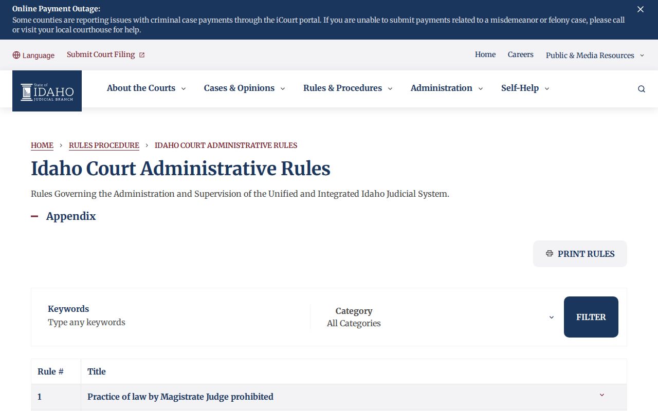 Idaho court access rules for sealed and unreturned Lemhi County warrant records