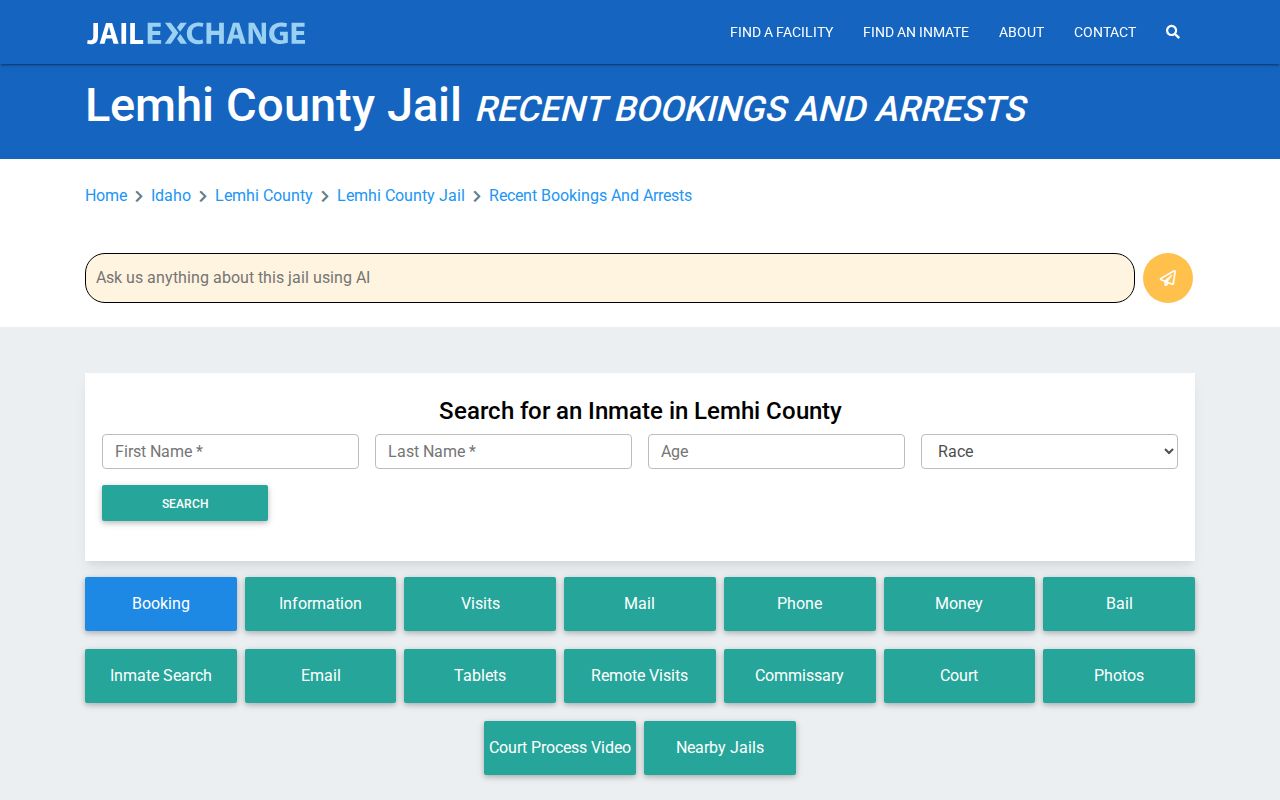 Unofficial Lemhi County recent-bookings guide, shown as a coverage-gap source