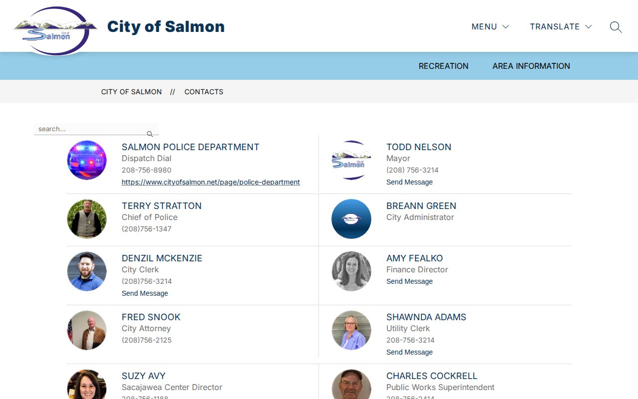 Salmon Police and Lemhi County booking-record contact details